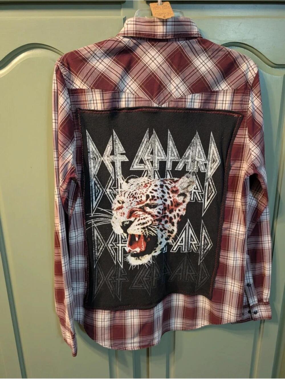 Def Leppard One of a Kind Handcrafted Plaid Shirt